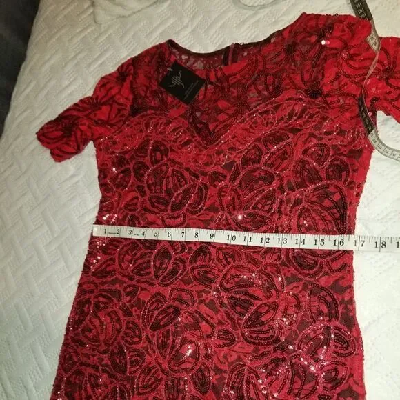 VIJIV+vintage 1920s sequined flapper dress +red new Large - Picture 10 of 16